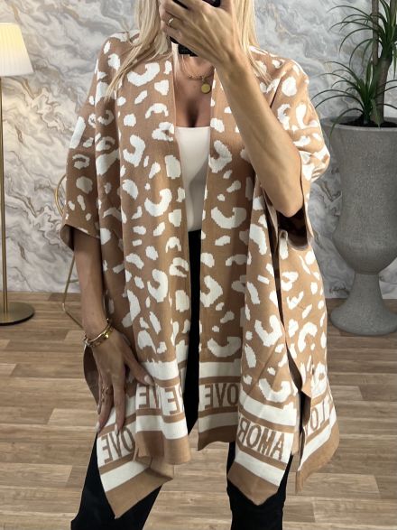 Leopard Poncho Cardigan/C&W
