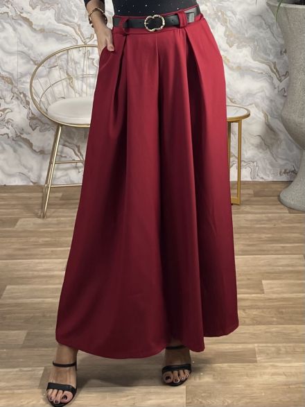 Super Wide Belt Pants-3263/Red