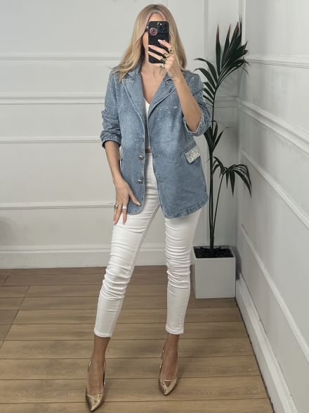 Σακάκι Denim-Rhinestones-NEW/Blue