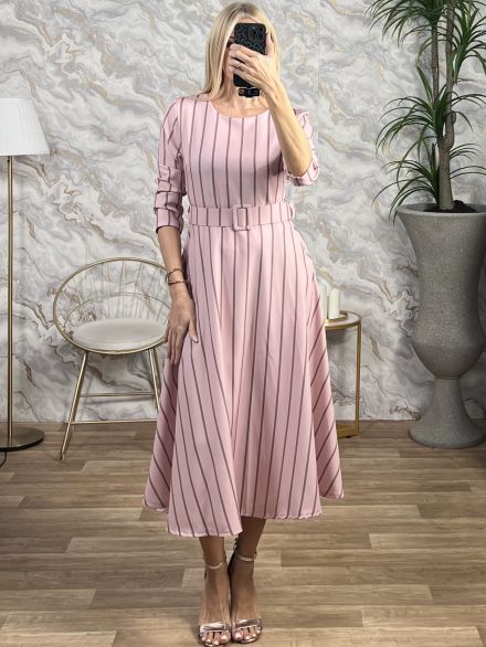 Stripped Closs Dress/Pink
