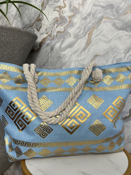 Beach Bag Golden Meander-11/Ciel