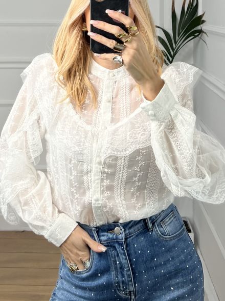 Lace Shirt RuffleSleeves /White