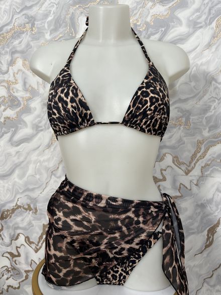 Bikini & Sarong Set-9136/Dark Leopard
