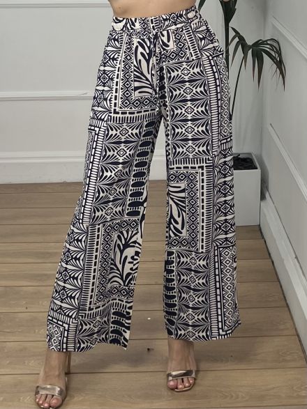 Viscose Boho Pants-55231/Navy Blue