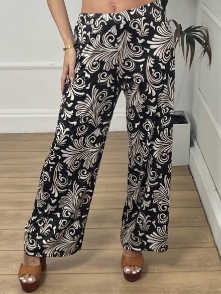 Elastic Summer Pants-Floral/Black-3