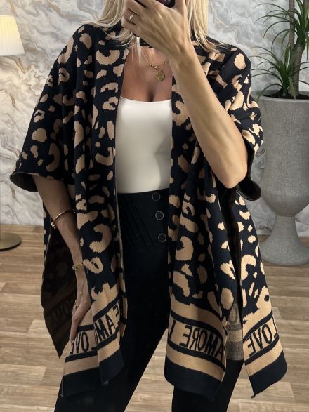 Leopard Poncho Cardigan/B&B