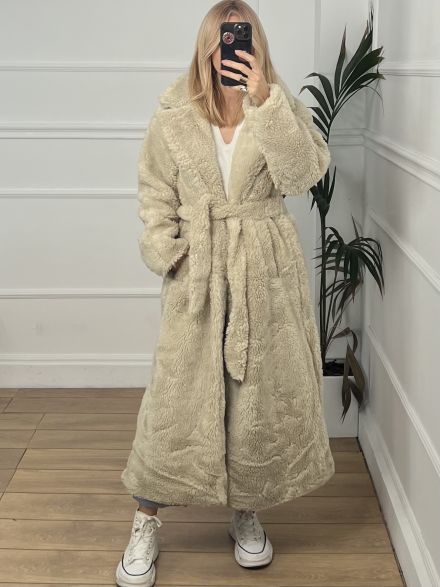 Teddy Belt Coat/Ecru