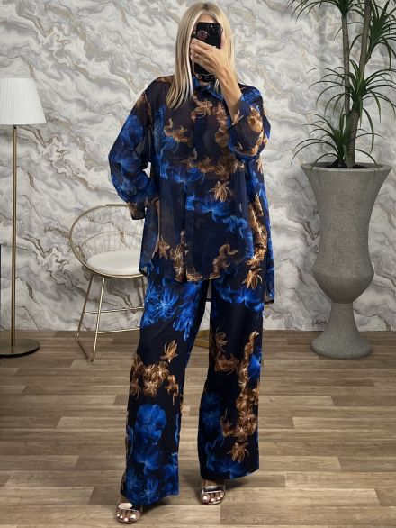 Oversized Shirt GoldenThread Set/Blue Royal