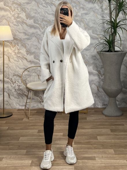 Oversized Teddy Coat/White