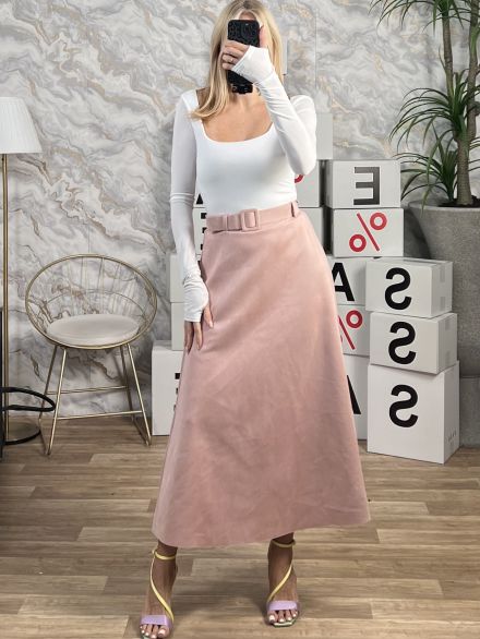 Suede Belt Skirt/Pink