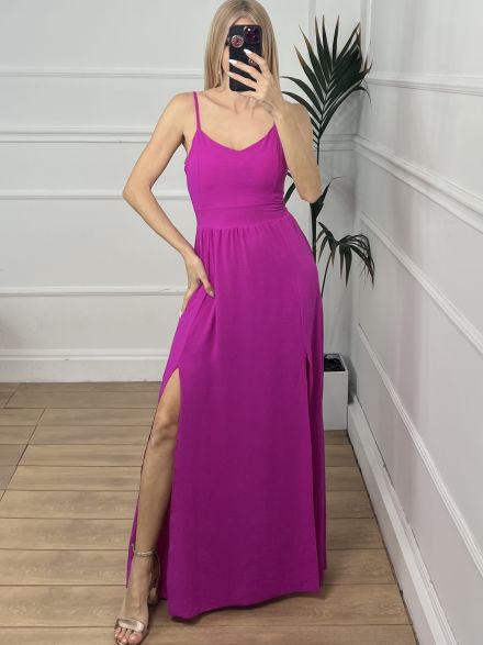 Backless Bow Dress/Magenta