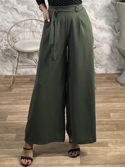 Crep Wide Pants-NEW/Khaki
