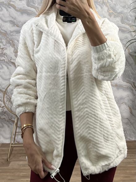 Furry Textured Jacket-1953/Vanilla