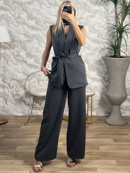 Αμάνικο Κοστούμι Ζώνη/Grey