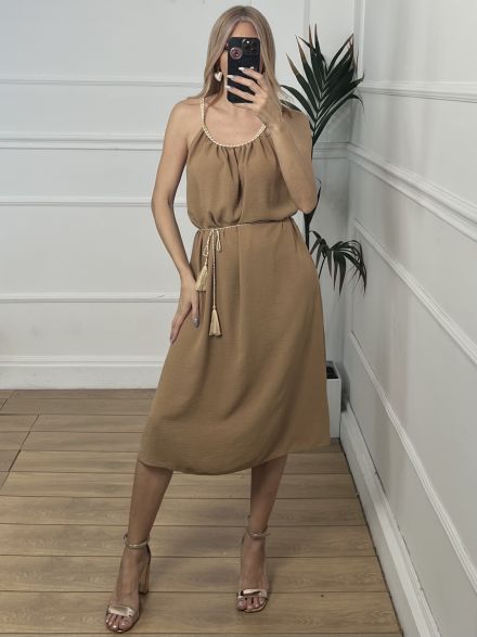 Braids Midi Dress/Beige