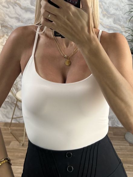 Spaghetti Straps Bodysuit-59001/Vanilla