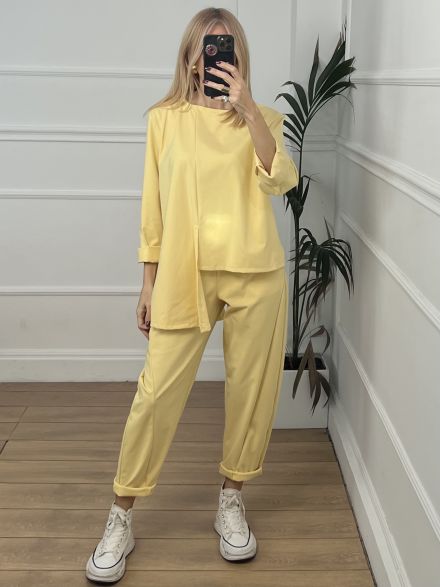 Casual Cotton Asymmetrical Set SS/Yellow