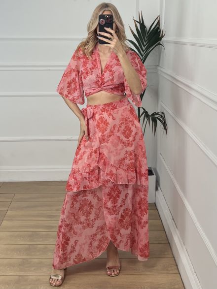 Pattern Skirt Set/Red