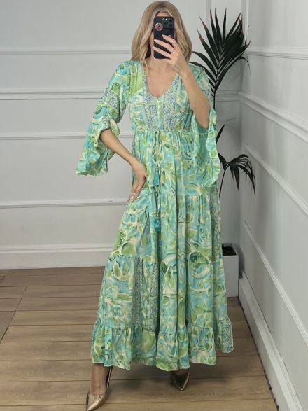 Silk Dress-ALENA/Lime