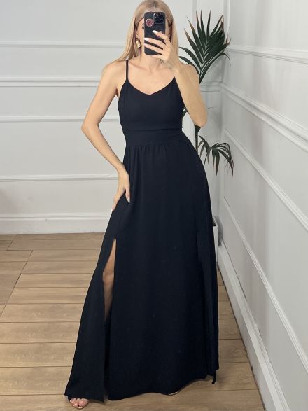 Backless Bow Dress/Black
