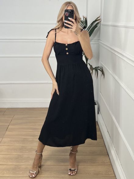 Midi Dress 3 Buttons/Black