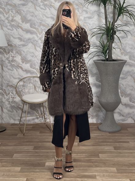 Faux Leopard Fur Coat/Chocolat