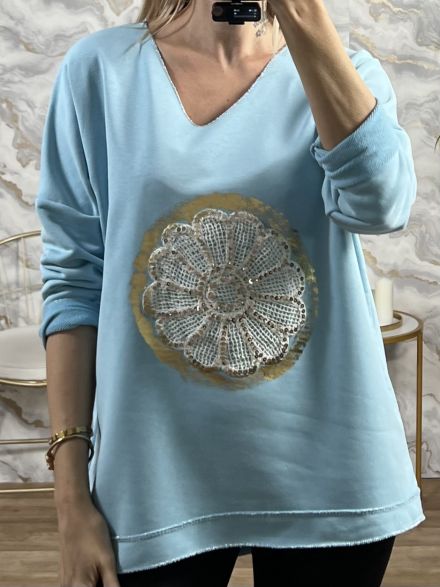 Crochet Sweatshirt/Ciel