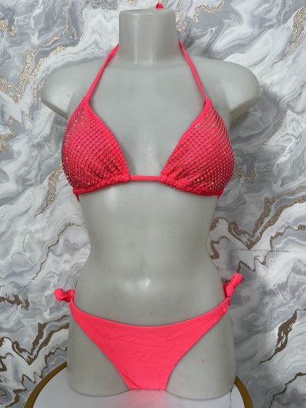 Strassed Bikini Set-5332/Coral