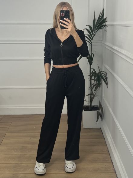 Crop Zipper Set/Black
