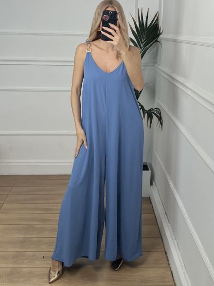 Chain Viscose Jumpsuit/Blue Indigo
