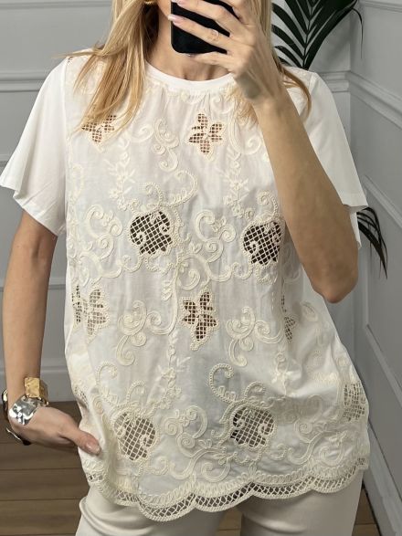 Oversized Cotton ΒΟΗΟ Top/White