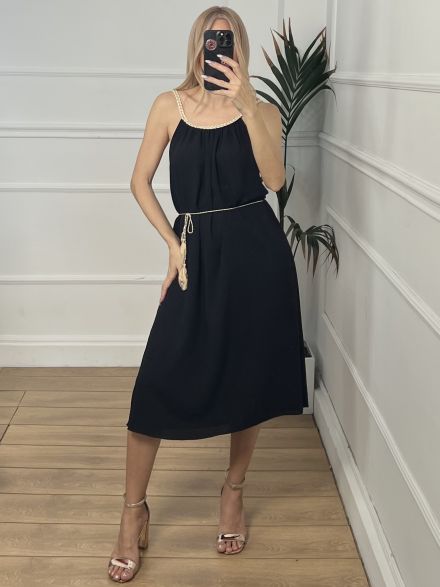 Braids Midi Dress/Black