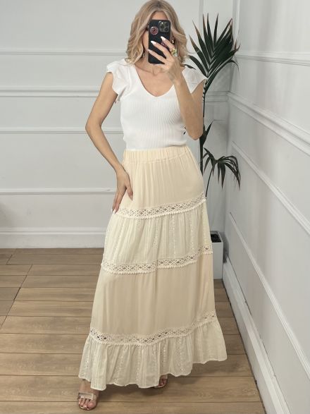 Maxi Boho Skirt/Beige