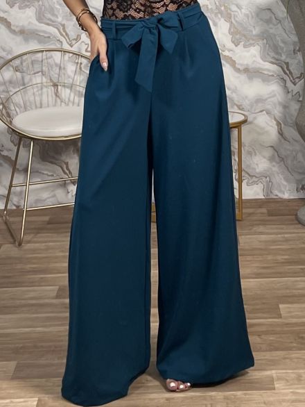Crep Wide Pants/Petrol