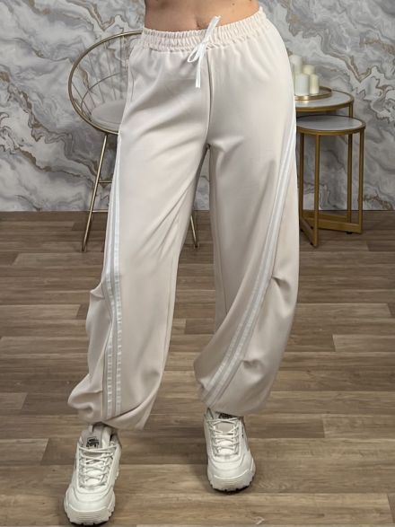 Diagonal Stripe Pants-0600/Beige