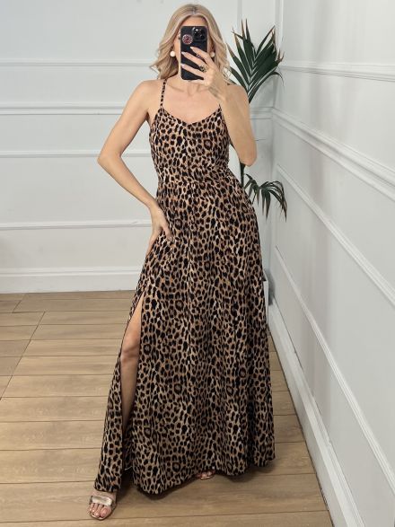 Animal Backless Bow Dress/Leo1