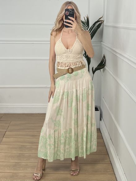 Viscose Maxi Skirt-6050/Green