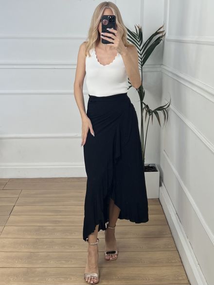 Midi Wrap Skirt/Black