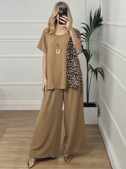 Plus Size Leopard Necklace Set/Camel