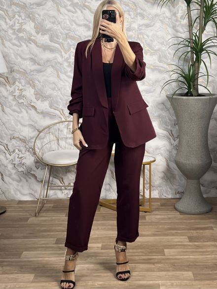 Κοστούμι Με Σούρα Plus Size/Burgundy