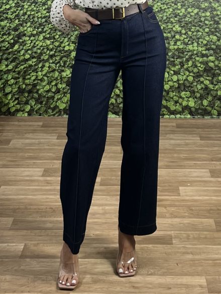 Elastic Ankle Denim Pants/Dark Blue