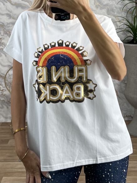 Oversized Rever T-shirt/Fun-White