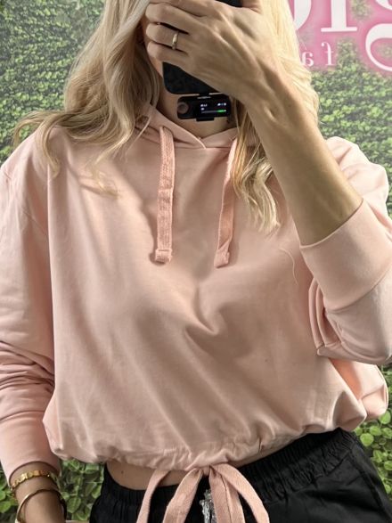 Cropped Cotton Sweatshirt/Pink