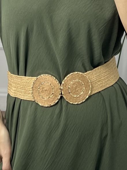 Elastic Straw Belt-1/Beige