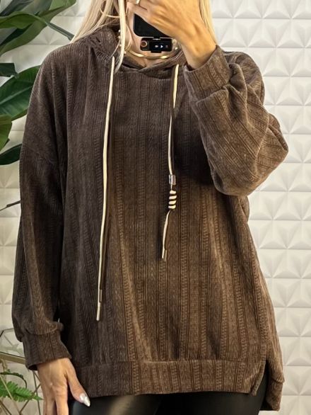 Oversized Cord Sweater/Chocolat