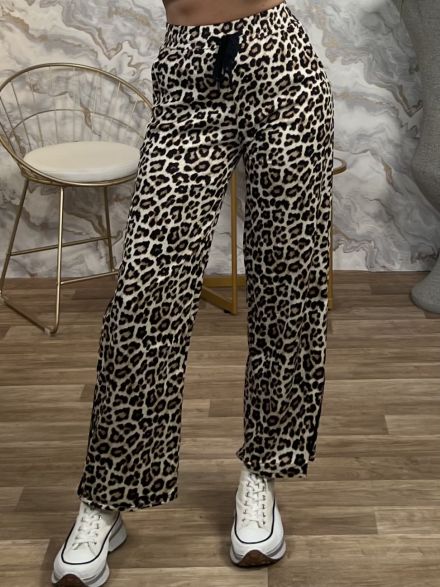 Ankle Stripe Leopard Sweatpants/Light