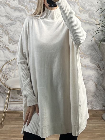 Long Plus RipNeck Sweater-7007/Vanilla