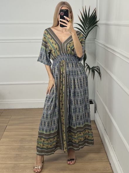 Cotton BOHO Dress-236/Green