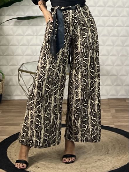 Wide Crep Animal Pants/Snakeskin