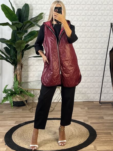 Quilted Vest/Burgundy